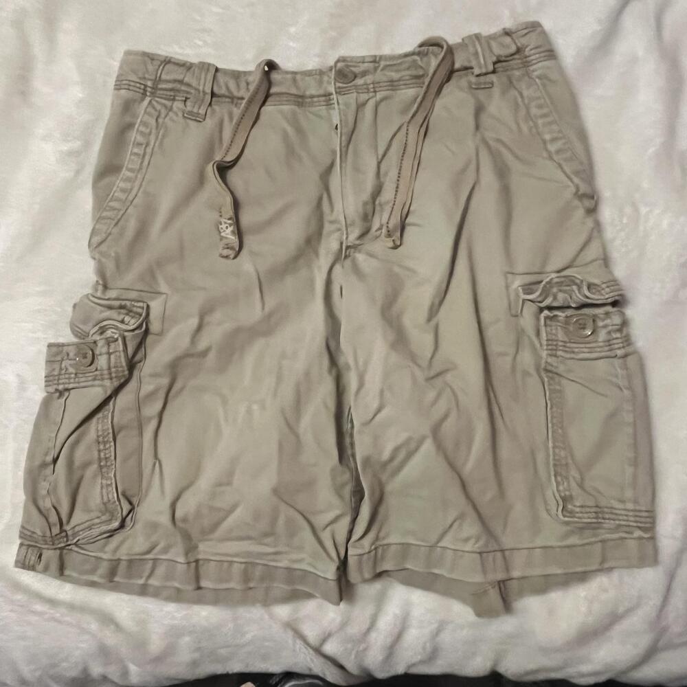 Aeropostale Cargo Shorts Mens Size 36 Beige Cotton Canvas Authentic Cargo